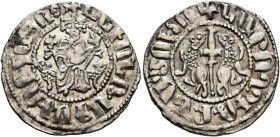 ARMENIA, Cilician Armenia. Royal. Levon I, 1198-1219. Tram (Silver, 22 mm, 2.78 g, 7 h). 'Levon King of all the Armenians' (in Armenian) Levon seated ...