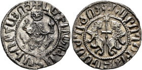 ARMENIA, Cilician Armenia. Royal. Levon I, 1198-1219. Tram (Silver, 21 mm, 2.96 g, 6 h). 'Levon King of all the Armenians' (in Armenian) Levon seated ...