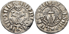 ARMENIA, Cilician Armenia. Royal. Levon I, 1198-1219. Tram (Silver, 22 mm, 2.91 g, 6 h). 'Levon King of all the Armenians' (in Armenian) Levon seated ...