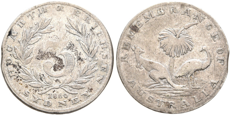 AUSTRALIA, Private Token Issues. 3 Pence 1860 (Silver, 16 mm, 1.28 g, 12 h), Syd...