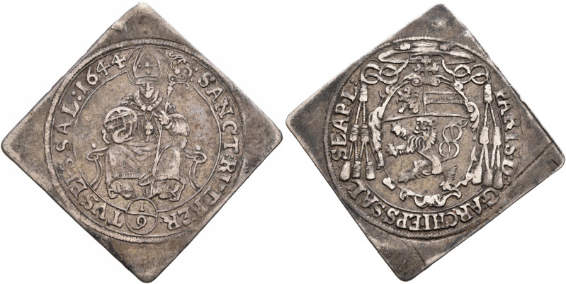 AUSTRIA. Salzburg, Erzbistum. Paris von Lodron, 1619-1653. 1/9 Talerklippe 1644 ...