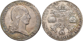 AUSTRIA. Holy Roman Empire. Franz II, Emperor, 1792-1806. Kronentaler 1794 (Silver, 40 mm, 29.50 g, 12 h), Milano. FRANCISC II D G R I S A GER HIE HUN...