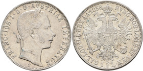 AUSTRIA. Kaisertum Österreich-Ungarn. Franz Josef I, 1848-1916. Gulden 1858 (Silver, 29 mm, 12.32 g, 12 h), Venice. FRANC IOS I D G AVSTRIAE IMPERATOR...