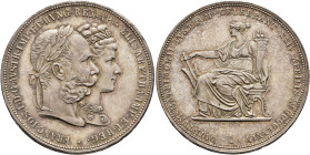 AUSTRIA. Kaisertum Österreich-Ungarn. Franz Josef I, 1867-1916. 2 Gulden 1879 (Silver, 36 mm, 24.77 g, 12 h), on the silver wedding, Vienna. FRANC IOS...