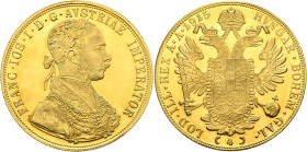 AUSTRIA. Kaisertum Österreich-Ungarn. Franz Josef I, 1867-1916. 4 Dukaten (Gold, 39 mm, 14.00 g, 12 h), Vienna, dated 1915, but a later restrike. FRAN...