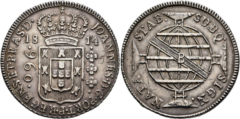 BRAZIL, Colonial. Joao VI, as prince regent, 1799-1816. 960 Reis 1814 (Silver, 4...