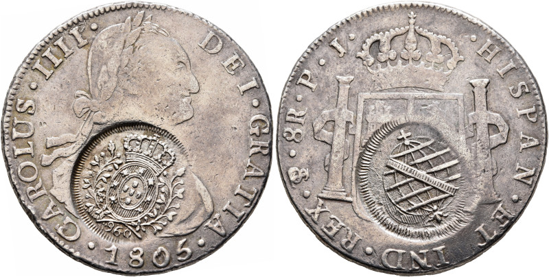 BRAZIL, Regional Coinage. Minas Gerais. 960 Reis (Silver, 39 mm, 27.00 g, 12 h),...