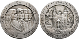BRAZIL, Second Republic. 1946-1964. Medal 1954 (Silver, 50 mm, 95.00 g, 12 h), on the 300th anniversary of the capture of Recife. AOS RESTAURADORES DA...