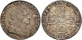 BRITISH, Hanover. George I, 1714-1727. Shilling 1723 (Silver, 25 mm, 5.97 g, 6 h). GEORGIVS D G M B FR ET HIB REX F D Laureate bust of George I to rig...