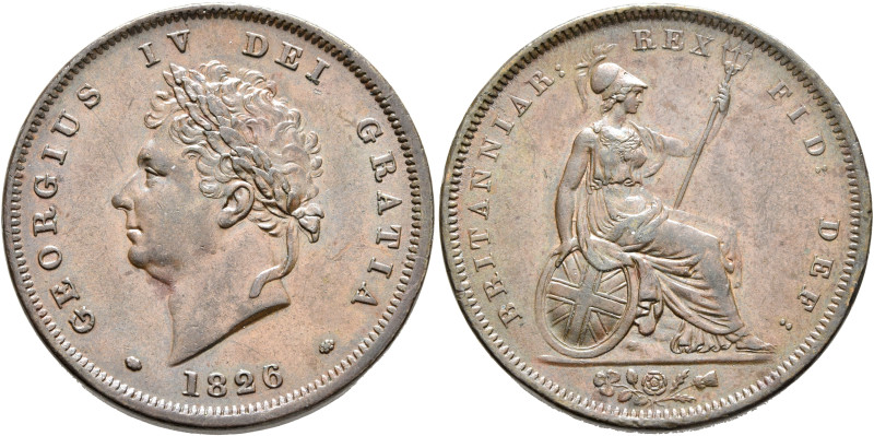 BRITISH, Hanover. George IV, 1820-1830. Penny 1826 (Bronze, 33 mm, 19.00 g, 12 h...