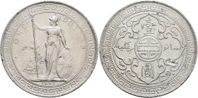 BRITISH, Trade Dollars. Dollar 1897 (Silver, 38 mm, 27.08 g, 12 h), struck for circulation in East Asia, Bombay (Mumbay). Britannia standing facing, h...