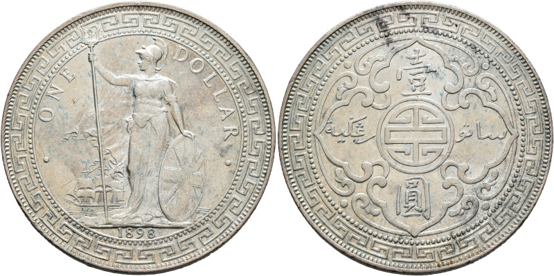 BRITISH, Trade Dollars. Dollar 1898 (Silver, 39 mm, 26.93 g, 12 h), struck for c...