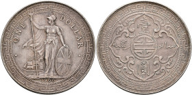 BRITISH, Trade Dollars. Dollar 1900 (Silver, 38 mm, 27.00 g, 12 h), struck for circulation in East Asia, Bombay (Mumbay). Britannia standing facing, h...