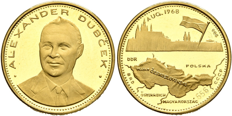 CZECHOSLOVAKIA, Republic. 1918-1992. Medal 1968 (Gold, 18 mm, 3.50 g, 12 h), in ...