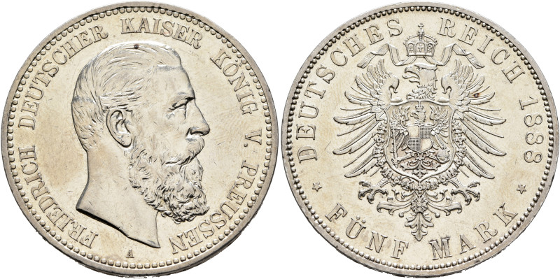 GERMANY, Kaiserreich. Friedrich III, 1888, 1888. 5 Mark 1888 (Silver, 38 mm, 27....