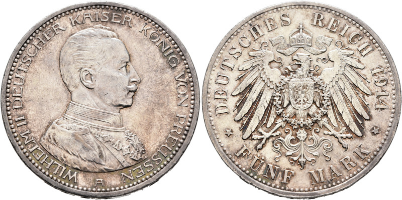 GERMANY. Kaiserreich. Wilhelm II, 1888-1918. 5 Mark 1914 (Silver, 38 mm, 27.84 g...