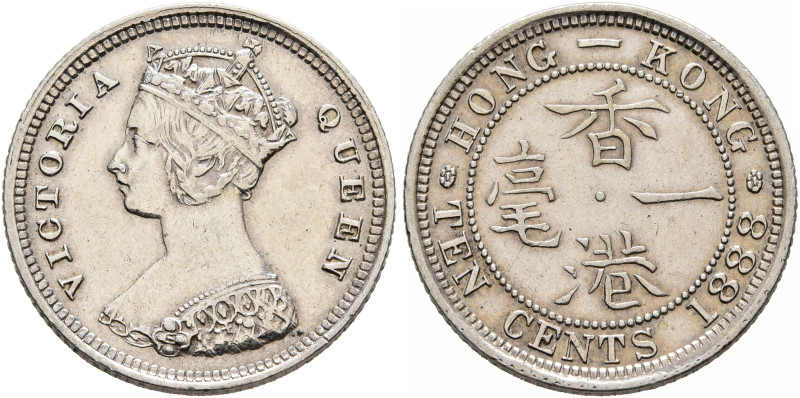 HONG KONG, British Administration. Victoria, 1837-1901. 10 Cents 1888 (Silver, 1...