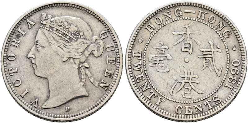 HONG KONG, British Administration. Victoria, 1837-1901. 20 Cents 1890 (Silver, 2...