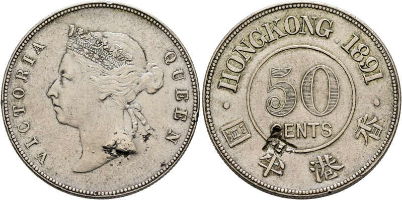 HONG KONG, British Administration. Victoria, 1837-1901. 50 Cents 1891 (Silver, 3...