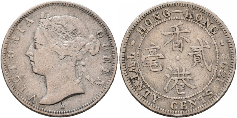 HONG KONG, British Administration. Victoria, 1837-1901. 20 Cents 1892 (Silver, 2...