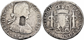 PORTUGAL, Kingdom. Maria II a Educadora (the Educator), 1834-1853. 870 Reis (Silver, 39 mm, 25.68 g, 12 h), counterstamp on Mexico 8 Reales 1810, Mexi...