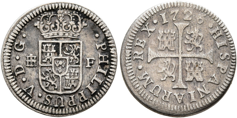 SPAIN, Reino de España. Felipe V, second reign, 1724-1746. 1/2 Real 1726 (Silver...