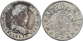 SPAIN, Reino de España. Fernando VII, second reign, 1813-1833. Real 1813 (Silver, 20 mm, 2.95 g, 12 h), Granada. FERDIN VII DEI GRATIA Laureate bust o...