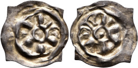 SWITZERLAND. Basel, Bistum. Heinrich IV. von Isny, 1275-1286. Vierzipfliger Pfennig (Silver, 18 mm, 0.35 g). Wheel with eight spokes. Rev. Incuse of o...