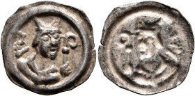 SWITZERLAND. Basel, Bistum. Heinrich IV. von Isny, 1275-1286. Runder Pfennig (Silver, 15 mm, 0.39 g). Mitred bust of the bishop facing, face turned ha...