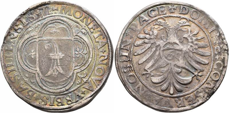 SWITZERLAND. Basel-Stadt. Guldentaler 1571 (Silver, 38 mm, 23.85 g, 11 h). ✠MONE...