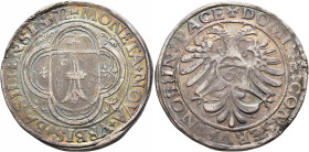 SWITZERLAND. Basel-Stadt. Guldentaler 1571 (Silver, 38 mm, 23.85 g, 11 h). ✠MONETA+NOVA+VRBIS+BASILIENSIS+71 Coat of arms in quadrilobe. Rev. ✠DOMINE+...