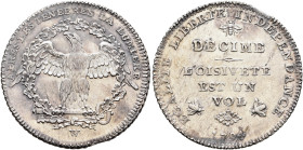 SWITZERLAND. Genf (Geneva). Stadt. Décime 1794 (Silver, 23 mm, 3.35 g, 6 h). APRES LES TENEBRES LA LUMIERE Eagle standing facing with wings spread on ...