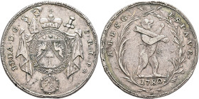 SWITZERLAND. St. Gallen, Abtei. Taler 1780 (Silver, 39 mm, 28.00 g, 6 h). BEDA•D•G•S•R•I•P Coat of arms. Rev. A•B•S•G•E•S•I•A•V•E• Upright bear walkin...