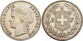 SWITZERLAND. Schweizerische Eidgenossenschaft (Swiss Confederation). 1848-present. 5 Franken 1916 B (Silver, 31 mm, 25.00 g, 6 h). CONFOEDERATIO HELVE...