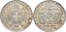 SWITZERLAND. Schützentaler (Shooting Talers). 4 Franken 1842 (Silver, 39 mm, 28.37 g, 12 h), confederate Shooting Festival in Chur. EIDGENÖSSISCHES FR...