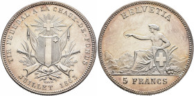 SWITZERLAND. Schützentaler (Shooting Talers). 5 Franken 1863 (Silver, 37.00 mm, 25.00 g, 6 h), confederate Shooting Festival in La Chaux-de-Fonds. TIR...