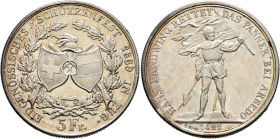 SWITZERLAND. Schützentaler (Shooting Talers). 5 Franken 1869 (Silver, 36 mm, 25.09 g, 6 h), confederate Shooting Festival in Zug. EIDGENÖSSISCHES SCHÜ...