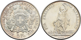 SWITZERLAND. Schützentaler (Shooting Talers). 5 Franken 1872 (Silver, 37 mm, 24.99 g, 12 h), confederate Shooting Festival in Zürich. EIDGENÖSSISCHES ...