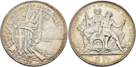 SWITZERLAND. Schützentaler (Shooting Talers). 5 Franken 1883 (Silver, 37 mm, 25.00 g, 6 h), confederate Shooting Festival in Lugano. TIRO FEDERALE IN ...
