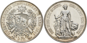 SWITZERLAND. Schützentaler (Shooting Talers). 5 Franken 1885 (Silver, 37 mm, 25.00 g, 6 h), confederate Shooting Festival in Bern. EIDGENÖSSISCHES SCH...