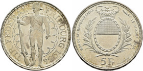 SWITZERLAND. Schützentaler (Shooting Talers). 5 Franken 1934 (Silver, 30 mm, 15.00 g, 6 h), confederate Shooting Festival in Fribourg. TIR FÉDÉRAL - F...