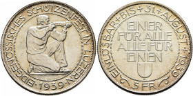 SWITZERLAND. Schützentaler (Shooting Talers). 5 Franken 1939 (Silver, 33 mm, 19.55 g, 6 h), confederate Shooting Festival in Luzern. EIDGENÖSSISCHES S...