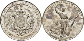 SWITZERLAND. Schützenmedaillen (Shooting Medals). Schützenmedaille (Shooting Medal) 1892 (Silver, 44 mm, 41.65 g, 12 h), cantonal Shooting Festival in...