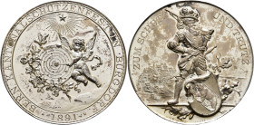 SWITZERLAND. Schützenmedaillen (Shooting Medals). Schützenmedaille (Shooting Medal) 1891 (Silver, 45 mm, 43.44 g, 12 h), confederate Shooting Festival...