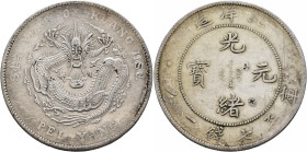 CHINA, Qīng dynasty. Dézōng (Guāngxù), 1875-1908. Yuán – Dollar RY 34 = 1908 (Silver, 38 mm, 26.51 g, 6 h), Zhílì (Chihli) province. Yeoman 73. Brushe...