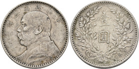 CHINA, ZHŌNGHUÁ MÍNGUÓ (REPUBLIC OF CHINA). 1912-1949. Yuán – Dollar Year 3 = 1914 (Silver, 38 mm, 26.60 g, 12 h). Yeoman 329. Light deposits, otherwi...