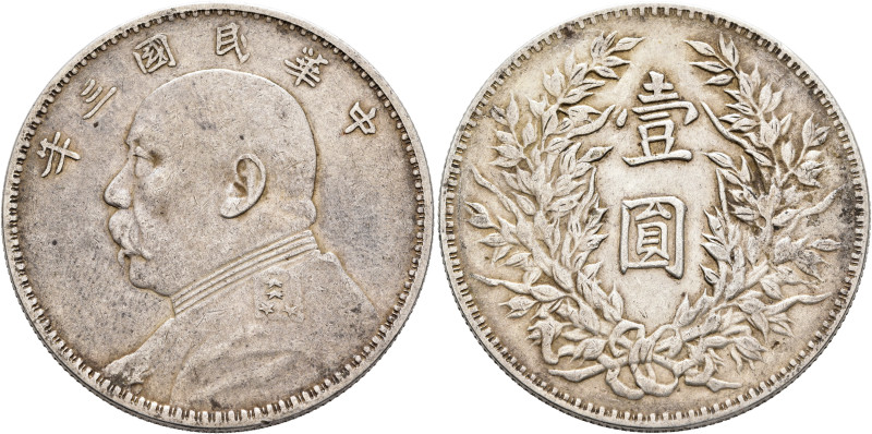 CHINA, ZHŌNGHUÁ MÍNGUÓ (REPUBLIC OF CHINA). 1912-1949. Yuán – Dollar Year 3 = 19...