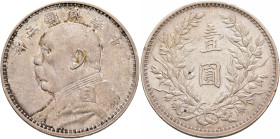 CHINA, ZHŌNGHUÁ MÍNGUÓ (REPUBLIC OF CHINA). 1912-1949. Yuán – Dollar Year 3 = 1914 (Silver, 38 mm, 26.85 g, 12 h). Yeoman 329. Lightly toned. Light ma...