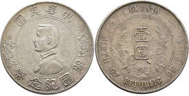 CHINA, ZHŌNGHUÁ MÍNGUÓ (REPUBLIC OF CHINA). 1912-1949. Yuán – Dollar (Silver, 38 mm, 26.62 g, 12 h), no date (1927). Yeoman 318a. Scratch on the obver...