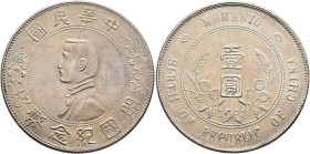 CHINA, ZHŌNGHUÁ MÍNGUÓ (REPUBLIC OF CHINA). 1912-1949. Yuán – Dollar (Silver, 38 mm, 26.79 g, 12 h), no date (1927). Yeoman 318a. The obverse brushed,...